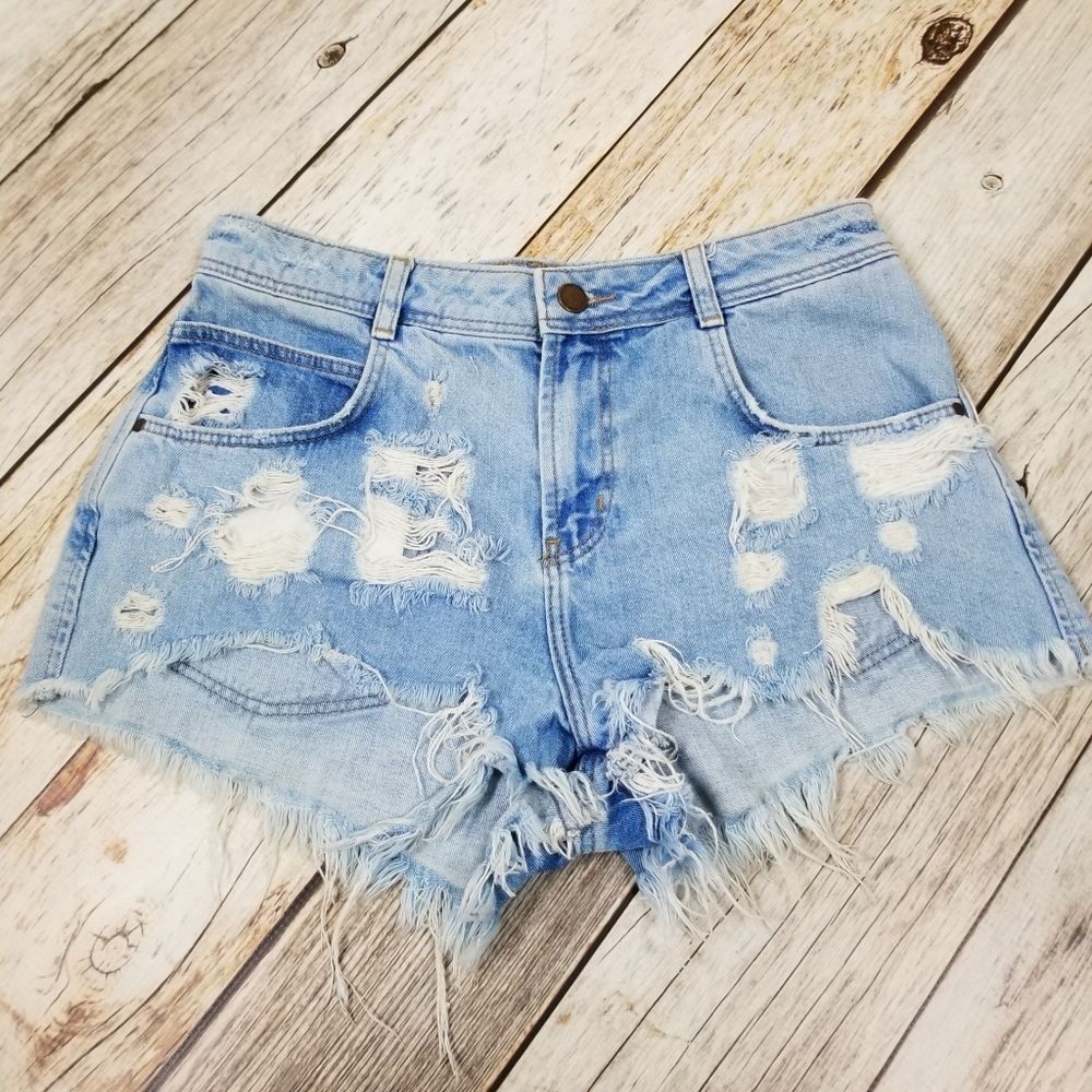 Zara Trafaluc Denim Shorts Size 4 Destructed